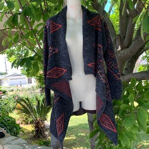 Boho sweater with colorful diamond design